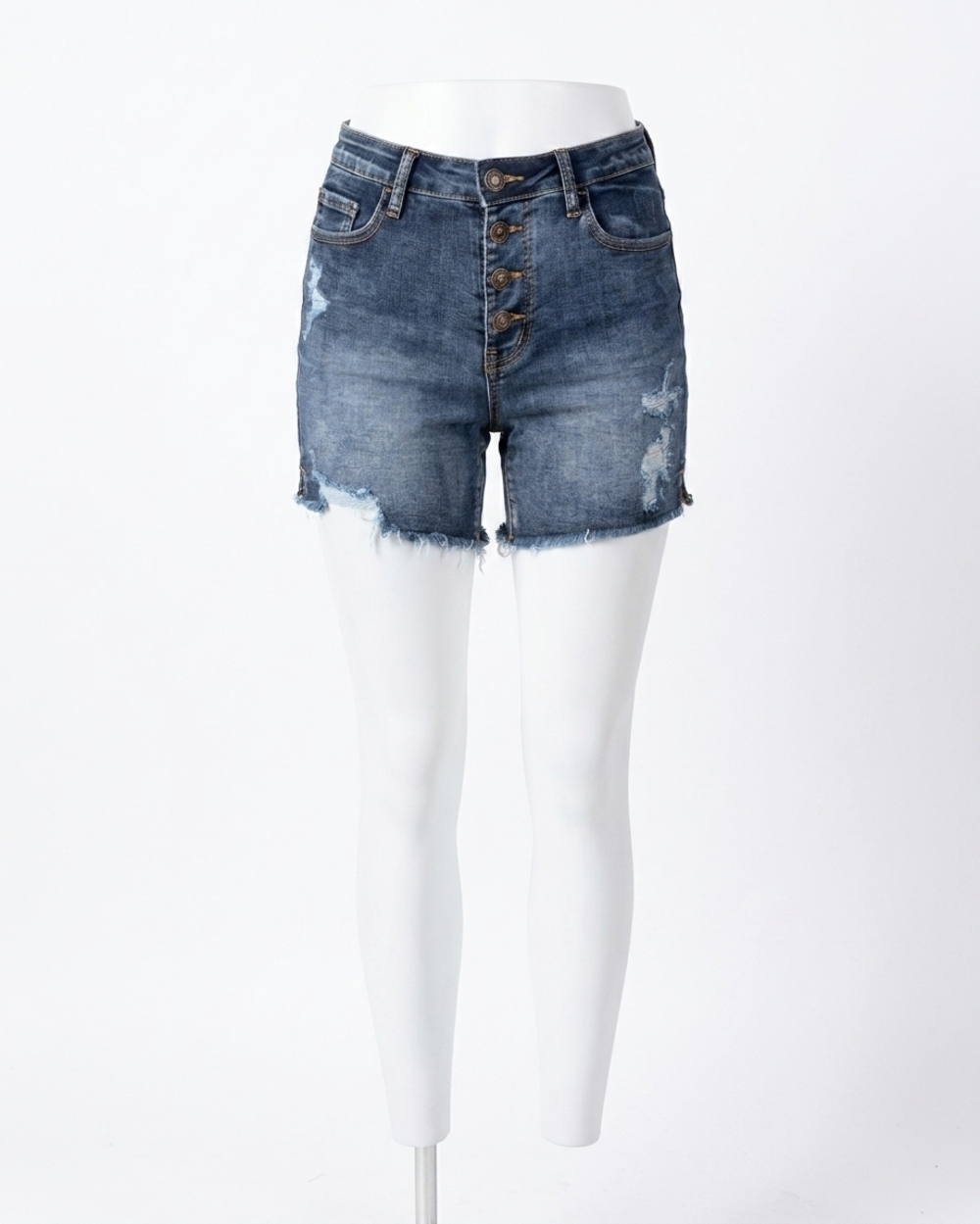 NEW GRACE AND LACE repurposed button fly shorts in dark mid wash